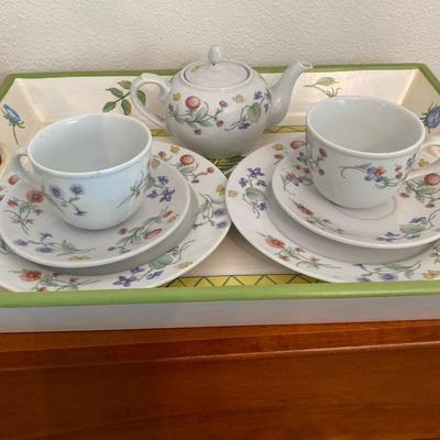 Cordon Bleu International Floral Tea Set & Serving Tray  Vintage Floral Tea Set
