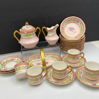 Lot #161 - A & D Limoges France Hand Painted Pink with Purple Flowers #2874