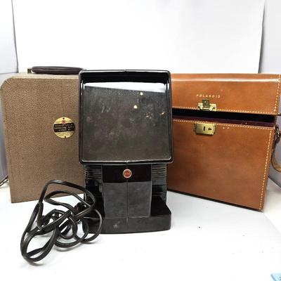 Vintage Kodak Eastman Kodaslide Table Viewer 4X that Works! Plus Vintage Leather polaroid Carrying Case