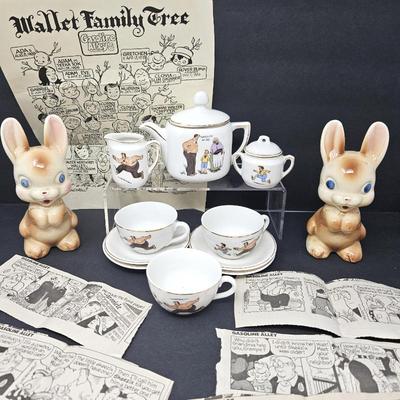 Lot #37 - Unique Antique Tea Set From the 1920's Featuring the Comic Strip Characters from "Gasoline Alley"