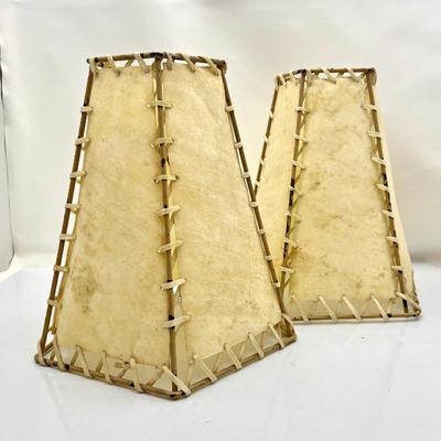  Vintage Handcrafted Set of Two Rawhide Lampshades 10”