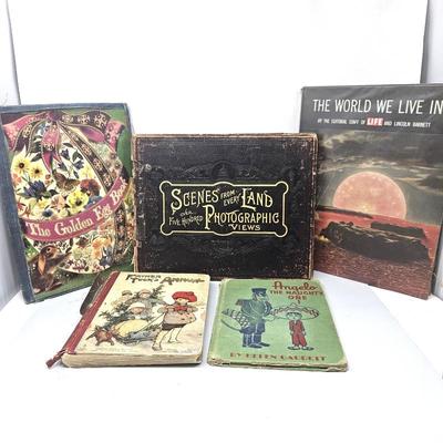  Assorted Vintage & Antique Books Including 1893 "Scenes From Every Land" Photos around the world