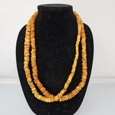  Set of Two 25" Baltic Amber Beaded Necklaces (No Clasp)