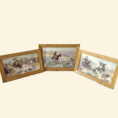 Three Charlie M. Russell Framed Prints - Western Art
