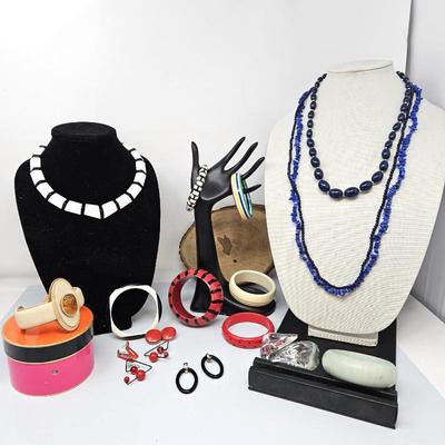  Lot of Assorted Costume Jewelry in Bright Primary Colors and Jewel Tones