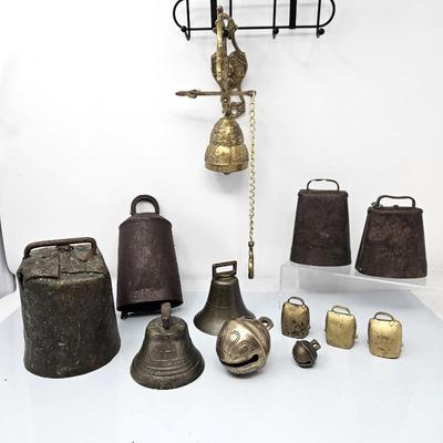 - Vintage and Antique Cast Iron and Brass Bells- Cow Bells, Sleigh Bells, Hanging Bells...