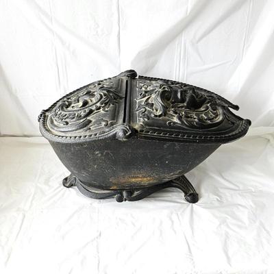 - Antique Cast Iron French Renaissance-Revival coal scuttle - 20"L - 12"W - 12"T