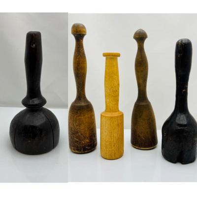 Lot of Five Antique Wooden Mallets