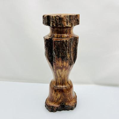  Large Vintage Live Edge Chrysanthemum Wood Vase- Hand Turned 12” Wooden Candle Holder