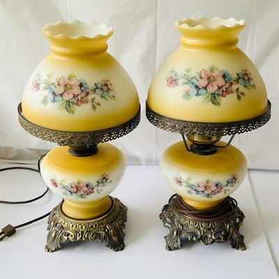  Set of Two- Vintage, Double Globed, 'Gone with the Wind' Style Hurricane Lamps 16" tall