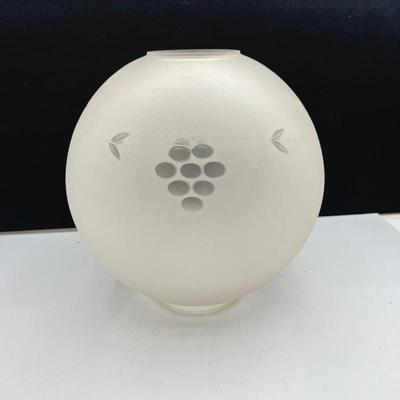  Large Frosted Glass Globe Lampshade with Etched Grape Design