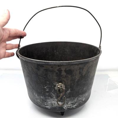  Antique Cast Iron Cooking Pot- Open Fire Pot with Feet and Handle