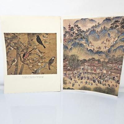  Pages From a Book w/ Lithographic Prints Attached to the Pages of Chinese Artwork from the 11th & 12th Centuries