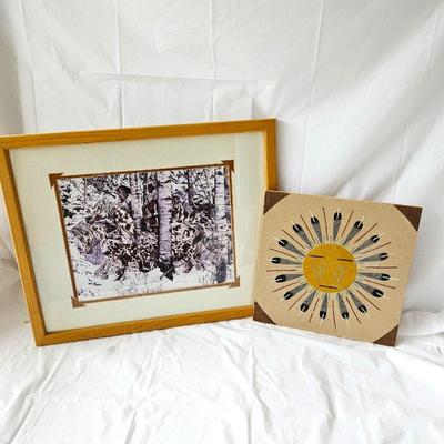 Judy Larson "In the Company of Wolves" Framed Lithograph Plus Native American Sand Art