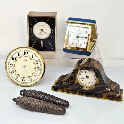 Assortment of Vintage Clocks Including a Bulova Travel Alarm & Phinny Walker Clock