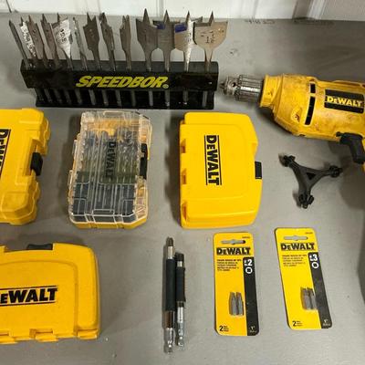 DeWalt Power Angle Grinder, Drill + Bits