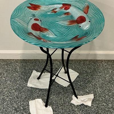 Glass Koi Fish Birdbath & Water Wiggler
