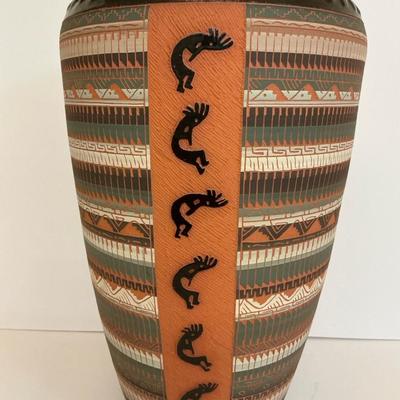 18” Signed J. Watson Navajo Pottery Kokopelli Design  