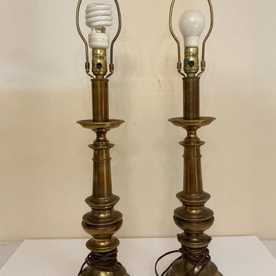 Stiffel Pair Of Brass Table Lamps 