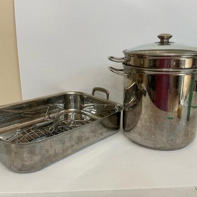 Sur La Table Roasting Pan And Williams Sonoma 12qt Steam Pot 