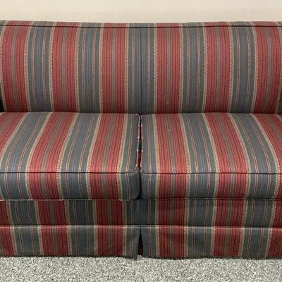 Red Blue Textured Stripe Sleeper Sofa Full Mattress