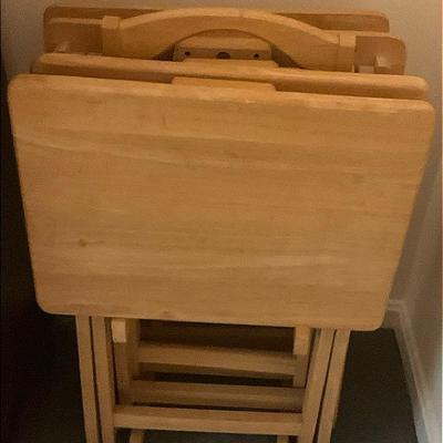 Four Foldable Oak Tray Tables