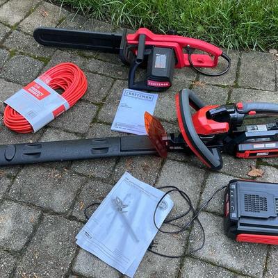 DR Battery Powered Hedge Trimmer, Craftsman Electric Chain Saw, Extension Cord