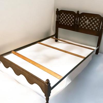Lattice Dark Finish Full Wood Bedframe