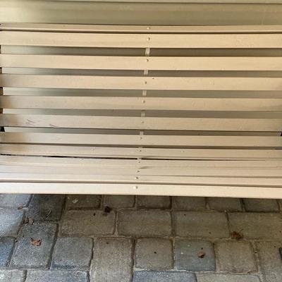 Metal & Painted Wood Outdoor Bench