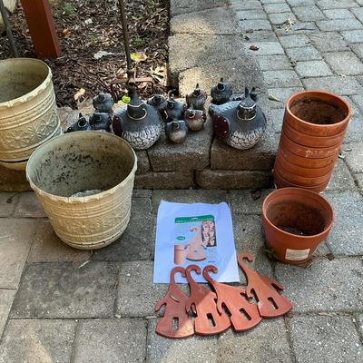 Terracotta Pots, Concrete Quail, Decorative Sprinklers
