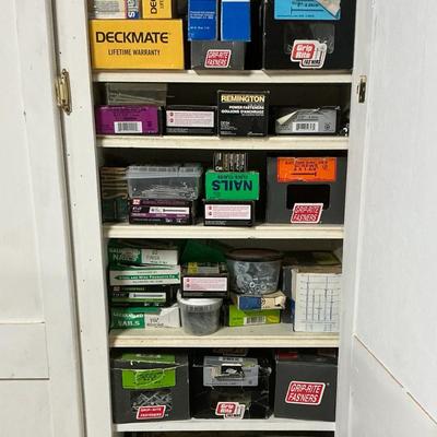 Cabinet of Fasteners, Screws, Nails 