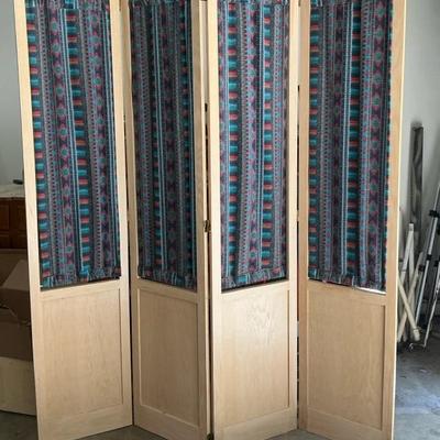 Handcrafted Wood & Fabric Room Divider Screen