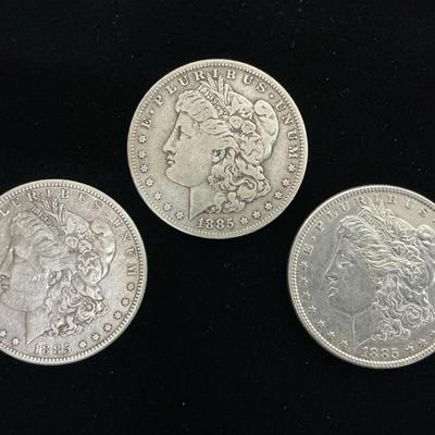 1885-P, 1885-O, 1885-S Morgan Silver Dollars (MMC128)