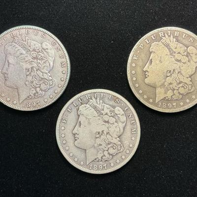 1897-P, 1897-O, 1897-S Morgan Silver Dollars (MMC153)