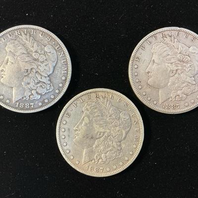 1887-P, 1887-O, 1887-S Morgan Silver Dollars (MMC130)