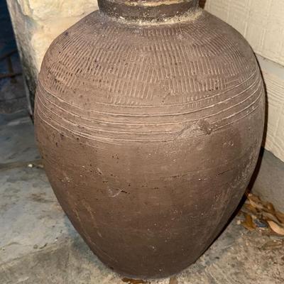 Large Rustic Clay Pot / Outdoor Garden Urn