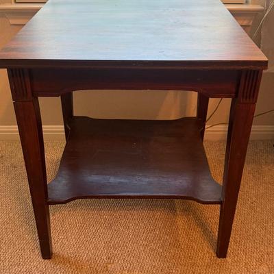 Vintage Wood Side Table with Lower Shelf