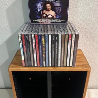24 Easy Listening & Vocal Classics CDs + Wood CD Rack – Sinatra, Como, Bennett & More