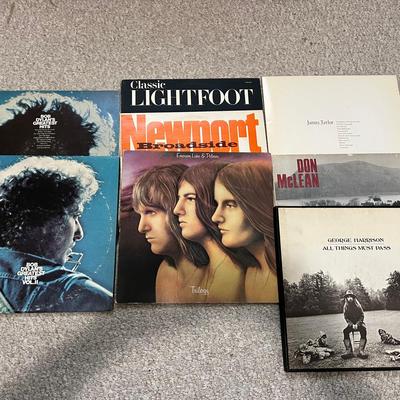 1970s Vinyl Lot Of 8 Items: Bob Dylan, George Harrison And More 