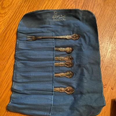 Sale Photo Thumbnail #14: Vtg Sterling Silver Oyster Fork Set