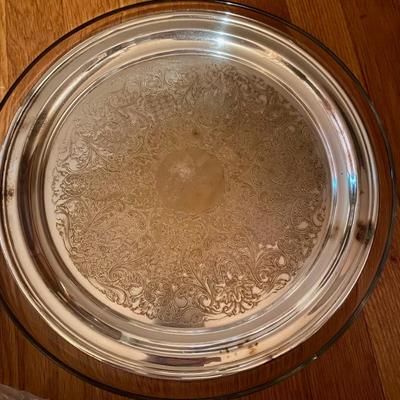 Sale Photo Thumbnail #13: Vtg Sterling Silver Engraved Serving Tray