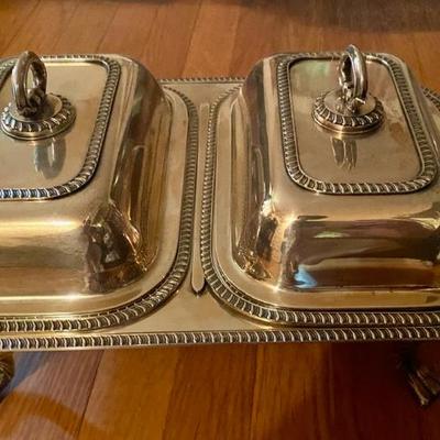 Sale Photo Thumbnail #10: Sterling Silver Double Food Warmer