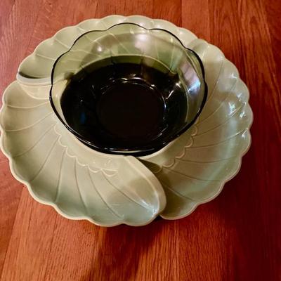 Sale Photo Thumbnail #12: Snack Tray Pottery with Glass Insert Bowl