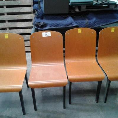 4 Chairs one piece seat and back Wooden chair one piece wood seat and back, wooden frame, quality chair mid back no arm rests