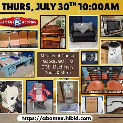 Machinery, Tools, Furniture Auction July 30th at 10am
