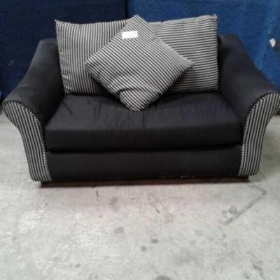  love seats with cushions checkered print black and grey