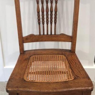 Vintage Wood Side Chair Cane Seat Spindleback