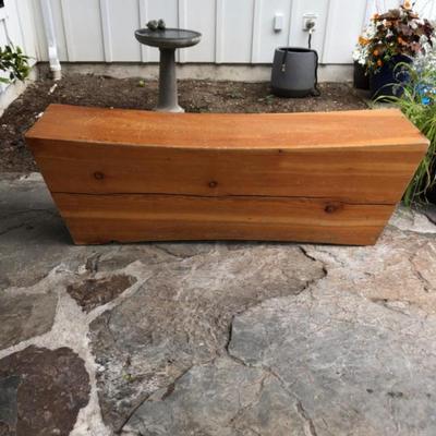 Hand-Hewn Natural Wood Bench - Sculpted Tree Trunk Organic Form