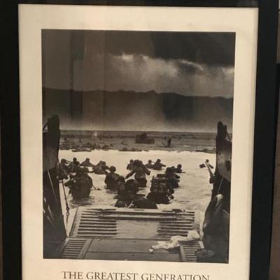 Framed WWII D-Day Landing Poster – Omaha Beach 1944