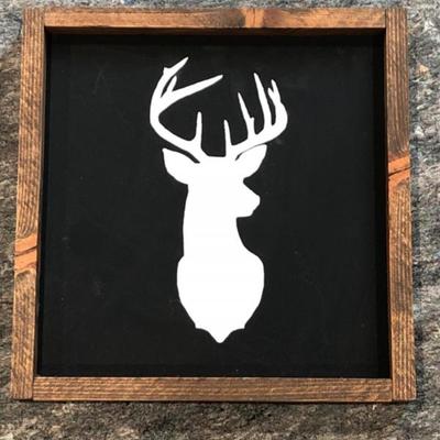 Rustic Framed Deer Silhouette Wall Art